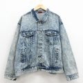 XL★古着 COTLER 長袖 ジージャン メンズ 90年代 90s ケミカルウォッシュ 大きいサイズ コットン 紺 デニム 26apr03