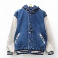 L★古着 ベーシックエディションズ 長袖 デニム ジャケット スタジャン パーカー メンズ 90年代 90s コットン 紺 デニム他 内側キルティング【spe】 26apr04