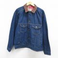 マルボロ 90s 長袖ジージャン 襟レザー ネイビー XL | 古着