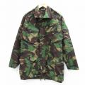 M★古着 長袖 ミリタリー ジャケット メンズ 90年代 90s イギリス軍 コンバット ロング丈 濃緑 グリーン 迷彩 【spe】 25oct04 中古 アウター フライト