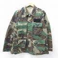 L★古着 長袖 ミリタリー ジャケット メンズ 90年代 90s コンバット ウッドランドカモ リップストップ コットン USA製 緑他 グリーン 迷彩 25oct16 中古 アウター フライト