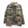 M★古着 長袖 ミリタリー フィールド ジャケット メンズ 80年代 80s ウッドランドカモ M-65 USA製 濃緑他 グリーン 迷彩 25oct22 中古 アウター フライト