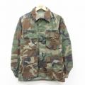 M★古着 長袖 ミリタリー ジャケット メンズ コンバット ウッドランドカモ USアーミー ARMY 空挺部隊 濃緑 グリーン 迷彩 25oct28 中古 アウター フライト