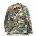 M★古着 長袖 ミリタリー ジャケット メンズ 80年代 80s USMC コンバット リップストップ ウッドランドカモ USA製 緑 迷彩 25nov12