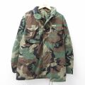 L★古着 長袖 ミリタリー フィールド ジャケット メンズ 90年代 90s M-65 ウッドランドカモ ロング丈 USA製 緑 迷彩 25nov21