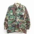 M★古着 長袖 ミリタリー ジャケット メンズ 90年代 90s USアーミー コンバット リップストップ コットンUSA製 緑他 迷彩 25dec02