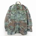 L★古着 長袖 ミリタリー フィールド ジャケット メンズ M-65 ウッドランドカモ 緑他 迷彩 25dec02