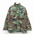 M★古着 長袖 ミリタリー フィールド ジャケット メンズ 80年代 80s M-65 USエアフォース ウッドランドカモ USA製 緑他 迷彩 25dec06