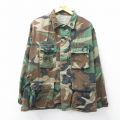 L★古着 長袖 ミリタリー ジャケット メンズ USアーミー コンバット リップストップ ウッドランドカモ 緑他 迷彩 26jan10