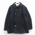 XL★古着 長袖 ミリタリー ピーコート メンズ 90年代 90s ウール USA製 黒 内側キルティング 26jan16
