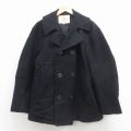 L★古着 長袖 ミリタリー ピーコート メンズ 90年代 90s 黒 内側キルティング 26jan16