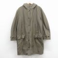 XL★古着 長袖 ミリタリー コート パーカー メンズ 80年代 80s ロング丈 緑 内側ボア 26jan16