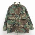 L★古着 長袖 ミリタリー フィールド ジャケット メンズ 80年代 80s M-65 ウッドランドカモ USA製 緑 迷彩【spe】 26jan17