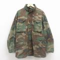 L★古着 長袖 ミリタリー フィールド ジャケット メンズ 80年代 80s M-65 ウッドランドカモ USA製 緑 迷彩 26jan17