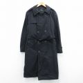 L★古着 長袖 ミリタリー トレンチ コート メンズ 00年代 00s ロング丈 USA製 黒 26jan17