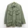 XL★古着 長袖 ビンテージ ミリタリー ジャングルファティーグ ポプリン ジャケット メンズ 60年代 60s コットン USA製 緑 26feb13