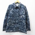 L★古着 長袖 ミリタリー ジャケット メンズ USネイビー デジタルカモ 紺 迷彩 26mar11