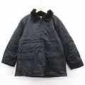 XL★古着 長袖 ナイロン ジャケット メンズ 80年代 80s 襟ボア 大きいサイズ ロング丈 黒 ブラック 25jan23 中古 アウター
