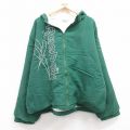XL★古着 リーボック REEBOK 長袖 ナイロン ジャケット パーカー メンズ 00年代 00s ビッグロゴ 刺繍 大きいサイズ 緑 グリーン 25jan27 中古 アウター