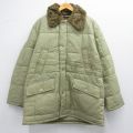 【20%OFF】L★古着 JCペニー 長袖 キルティング ナイロン ジャケット パーカー メンズ 80年代 80s ロング丈 緑系 グリーン フード内側ファー 25feb07 中古 アウター