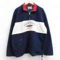 L★古着 エアロポステール AEROPOSTALE 長袖 ハーフジップ フリース ジャケット メンズ 90年代 90s ビッグロゴ ツートンカラー 紺他 ネイビー 内側メッシュ 25oct20 中古 アウター
