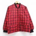 M★古着 長袖 キルティング ジャケット メンズ 70年代 70s タロン 赤他 レッド チェック 25oct21 中古 アウター