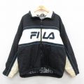 【20%OFF】XL★古着 フィラ FILA 長袖 ナイロン ジャケット メンズ 90年代 90s ビッグロゴ 黒他 ブラック 25oct27 中古 アウター