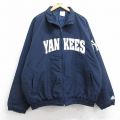 XL★古着 アディダス adidas 長袖 ナイロン ジャケット メンズ 00年代 00s MLB ニューヨークヤンキース 大きいサイズ 紺 ネイビー 内側キルティング メジャーリーグ ベースボール 野球 25nov01 中古 アウター