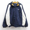 XL★古着 リーボック REEBOK 長袖 ナイロン ジャケット パーカー メンズ 00年代 00s ワンポイントロゴ ラグラン 紺他 ネイビー 内側キルティング 25nov01 中古 アウター