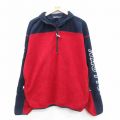 L★古着 ノーティカ 長袖 ブランド ハーフジップ フリース ジャケット メンズ 90年代 90s ビッグロゴ ツートンカラー USA製 赤他【spe】 25nov14