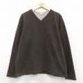 L★古着 オールドネイビー OLD NAVY 長袖 フリース ジャケット メンズ 00年代 00s ワンポイントロゴ Vネック 茶 25nov14