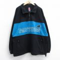XL★古着 ミラージュ MIRAGE 長袖 ハーフジップ フリース ジャケット メンズ 00年代 00s NFL カロライナパンサーズ 刺繍 ツートンカラー ロング丈 大きいサイズ 黒 アメフト スーパーボウル 25nov15