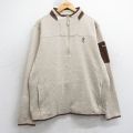 M★古着 BROWNING 長袖 ハーフジップ ジャケット メンズ ワンポイントロゴ ベージュ他 25nov20