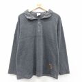 L★古着 長袖 ハーフジップ フリース ジャケット メンズ 00年代 00s ディズニー くまのプーさん グレー 25nov21