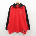XL★古着 長袖 ハーフジップ フリース ジャケット メンズ 00年代 00s NHL デトロイトウィングス ロング丈 赤他 アイスホッケー 25nov21