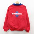 XL★古着 長袖 ナイロン ジャケット メンズ 90年代 90s PALACE STATION 刺繍 大きいサイズ USA製 赤 内側フリース 25nov21