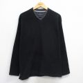L★古着 ベーシックエディションズ 長袖 フリース ジャケット メンズ 90年代 90s 無地 Vネック 黒 25nov29