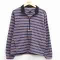 S★古着 ランズエンド 長袖 ハーフジップ フリース ジャケット メンズ 90年代 90s USA製 紺他 ボーダー【spe】 25nov29