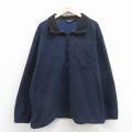 XL★古着 エディーバウアー 長袖 ハーフジップ フリース ジャケット メンズ 大きいサイズ 紺 25dec01