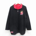 XL★古着 長袖 ハーフジップ フリース ジャケット メンズ ディズニー くまのプーさん 黒 25dec01