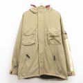 XL★古着 トミーヒルフィガー 長袖 ブランド ナイロン ジャケット パーカー メンズ ベージュ 内側フリース 25dec08