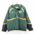 XL★古着 長袖 ナイロン ジャケット パーカー メンズ 90年代 90s NFL グリーンベイパッカーズ 緑 内側キルティング アメフト スーパーボウル【spe】 25dec09