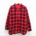 XL★古着 マルボロ 長袖 ハーフジップ フリース ジャケット メンズ 90年代 90s リバーシブル 赤 チェック 25dec10