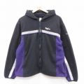 L★古着 長袖 フリース ジャケット パーカー メンズ FedEx リフレクター 黒他 25dec11