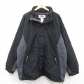 XL★古着 長袖 ナイロン ジャケット メンズ 大きいサイズ ロング丈 黒 内側フリース 25dec13