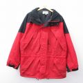 XL★古着 エルエルビーン 長袖 ナイロン ジャケット メンズ 90年代 90s ワンポイントロゴ ロング丈 赤他【spe】 25dec16