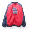 XL★古着 長袖 ジャケット メンズ 00年代 00s MLB セントルイスカージナルス 刺繍 ラグラン リバーシブル 大きいサイズ 赤他 内側キルティング 内側フリース【spe】 25dec16