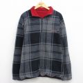 L★古着 ノーティカ 長袖 ブランド ハーフジップ フリース ジャケット メンズ ワンポイントロゴ リバーシブル グレー他 チェック 25dec20