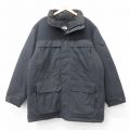 XL★古着 ノースフェイス 長袖 ナイロン ダウン ジャケット メンズ ワンポイントロゴ ロング丈 濃グレー他【spe】 25dec18