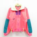 M★古着 コロンビア 長袖 フリース ジャケット メンズ 90年代 90s ワンポイントロゴ Wizbang マルチカラー ピンク系 25dec19